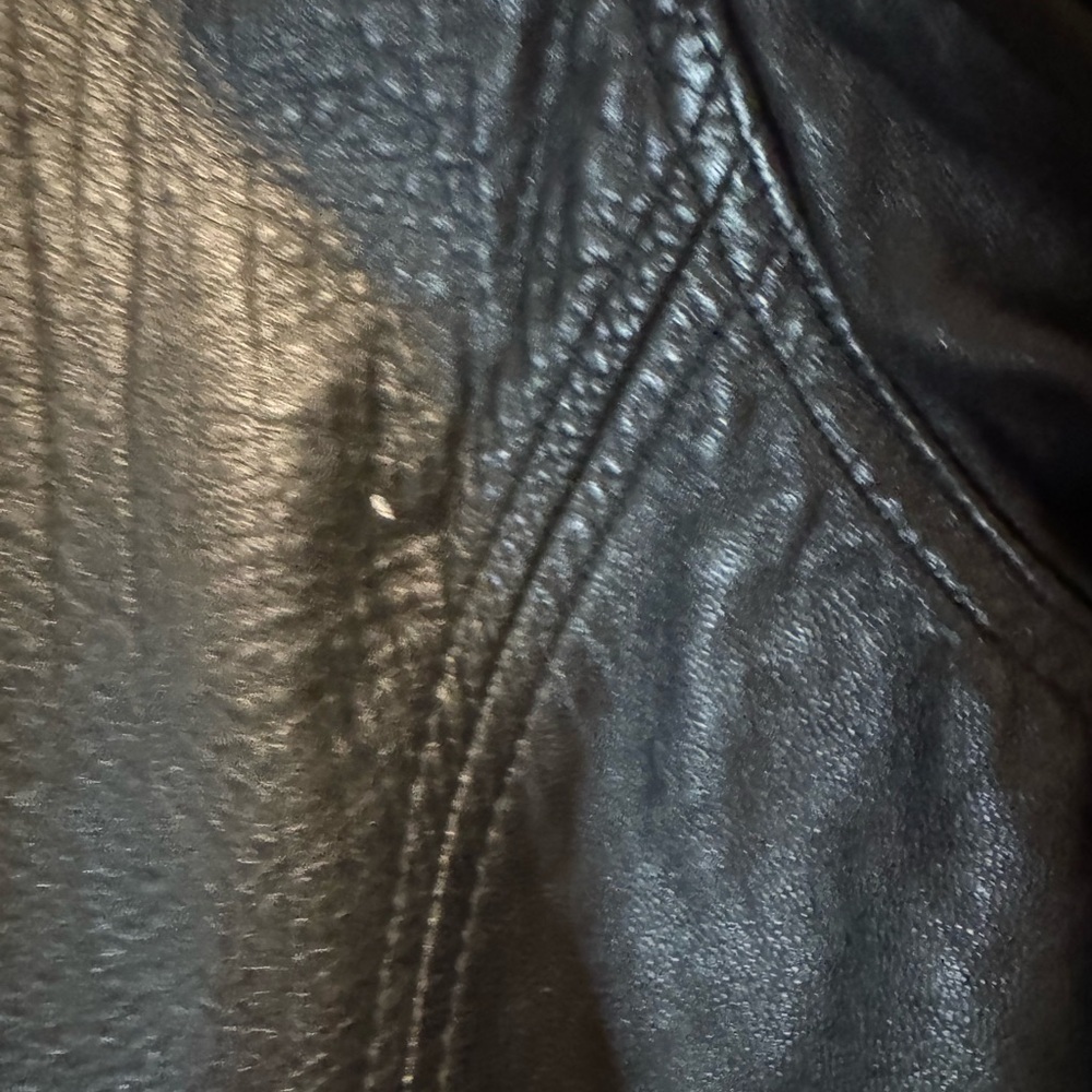 Vintage Calvin Klein Men’s Leather Jacket XL Black Moto Zip Coat Distressed Worn - Picture 9 of 10